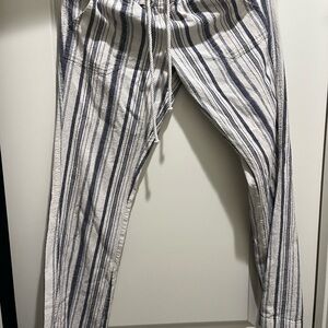 Roxy Navy and White Striped Casual Pants